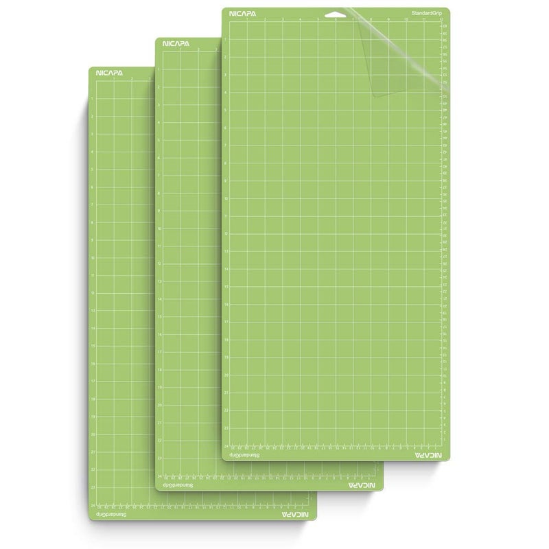 Nicapa Standard Grip Cutting Mat for Cricut Maker 3/Maker/Explore 3/Air 2/Air/One (12x24 inch,3pack) Adhesive&Sticky Non-Slip Flexible Square Gridded Cut Mats Replacement Accessories Mats Vinyl Craft - Image 1